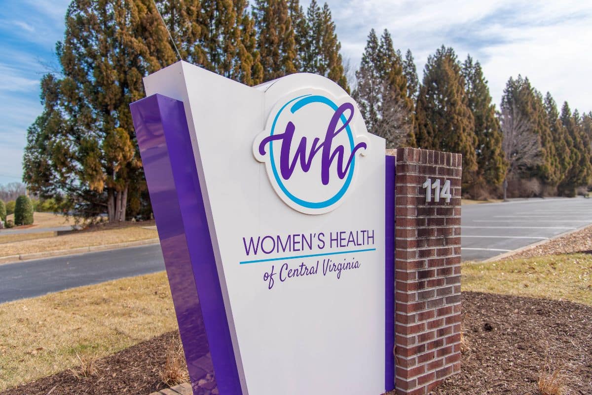 Front outoor signage contact us women's health of central virginia